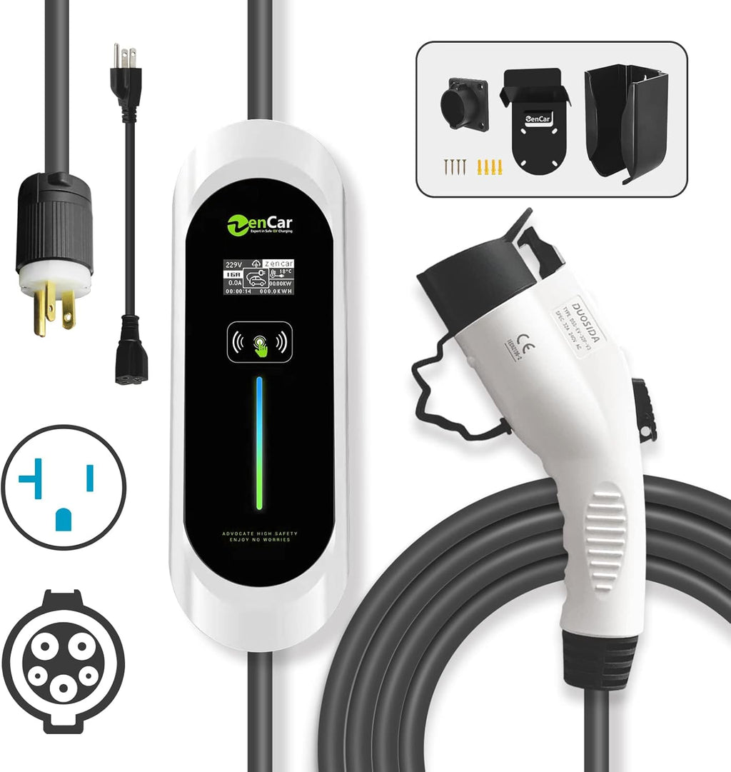 Portable EV Charger with NEMA 6-20 Plug and 5-15 Adapter Q11285