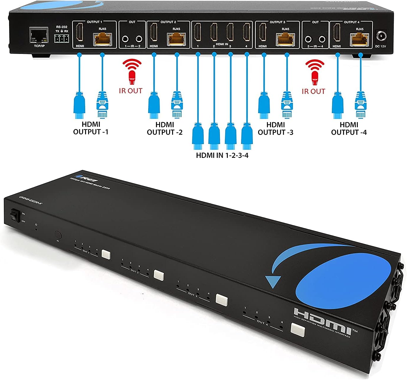 4K 1x8 HDMI Extender Splitter over Single Cable CAT6/7 with IR Remote A976421