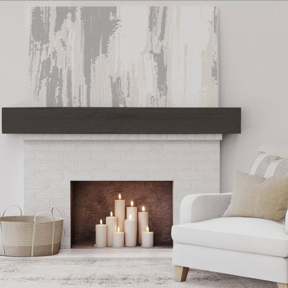 Rough Sawn Faux Wood Fireplace Mantel, Natural Ash T66493