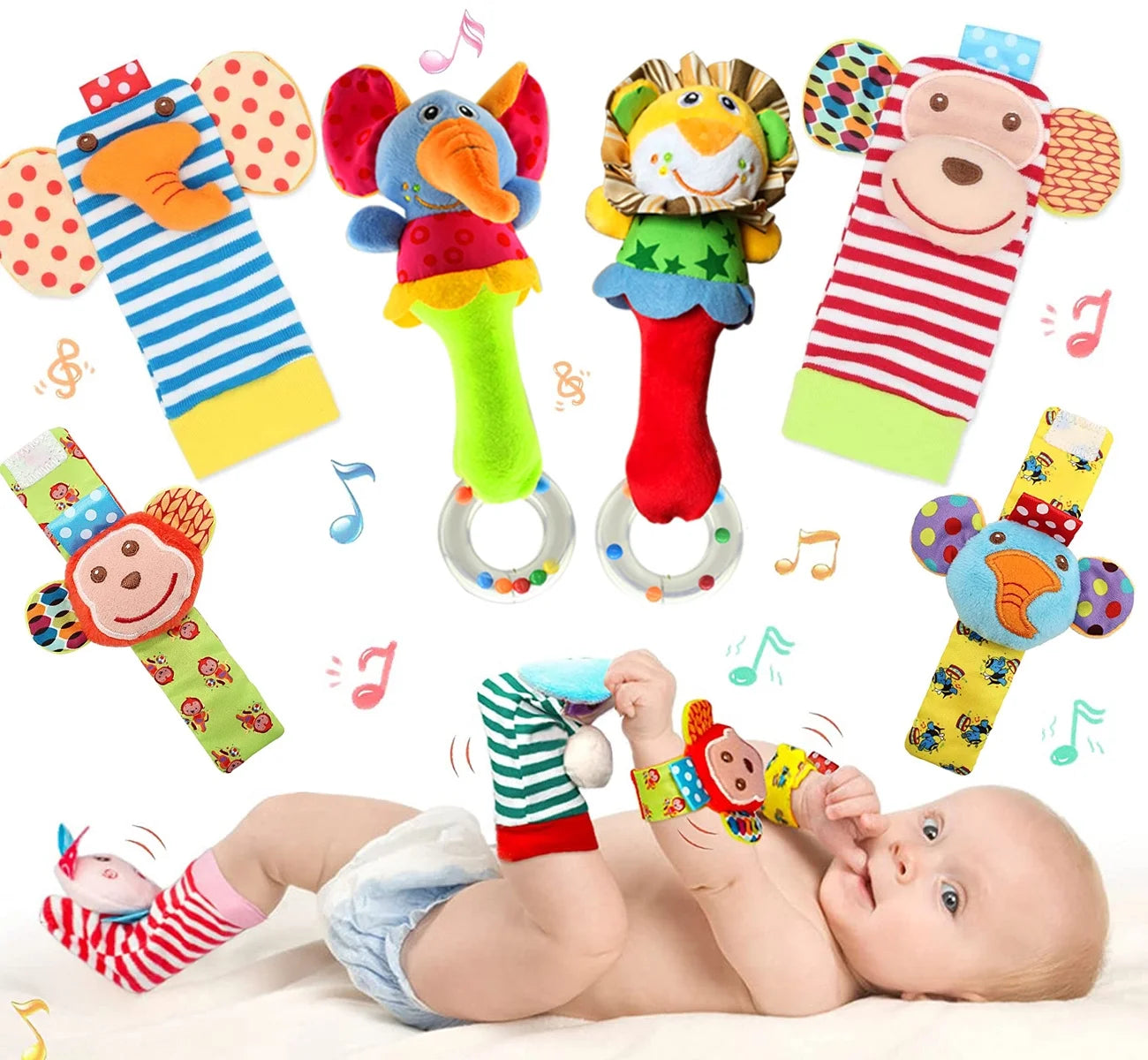 6 Pcs Baby Soft Rattle and Socks Toys Set C2929