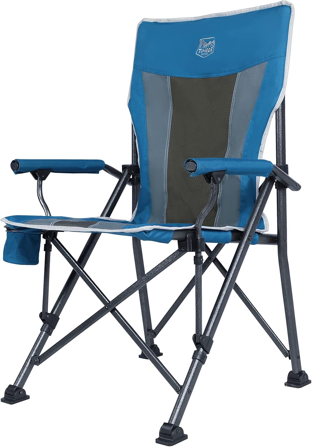 Folding Camping Chair with Padded Hard Armrest and Cup Holder Including Carry Bag (Black) S6310