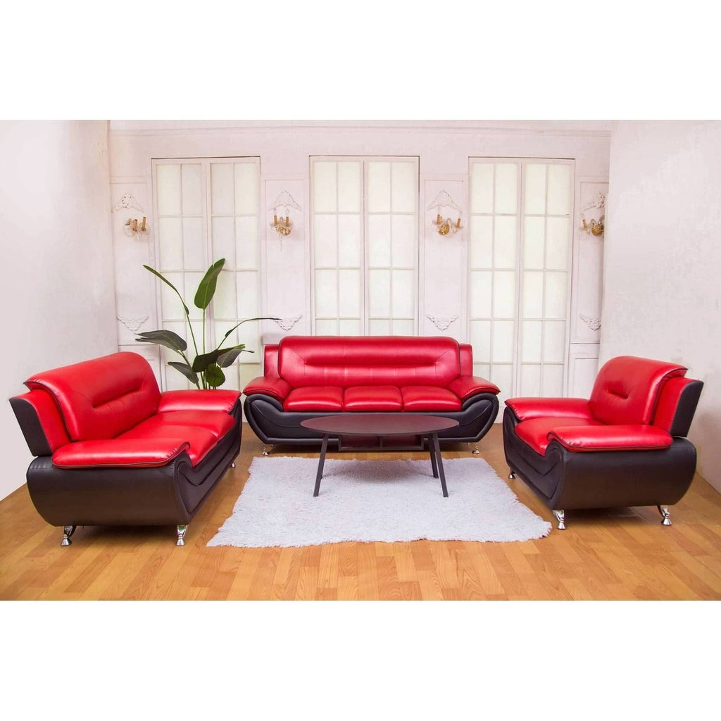 Red & Black Leatherette Sofa Set K69362