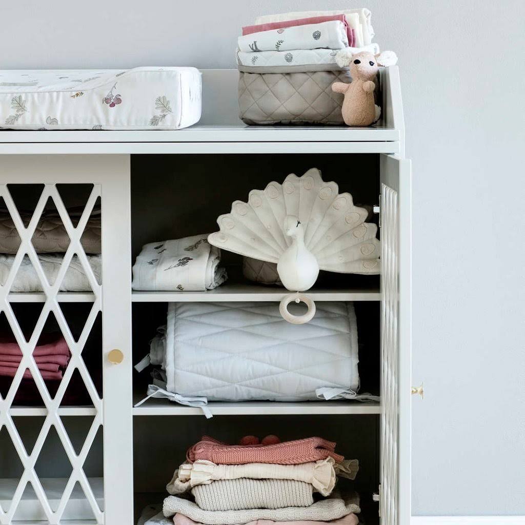 Cot Bumper with Embroidery - Classic Grey B6052