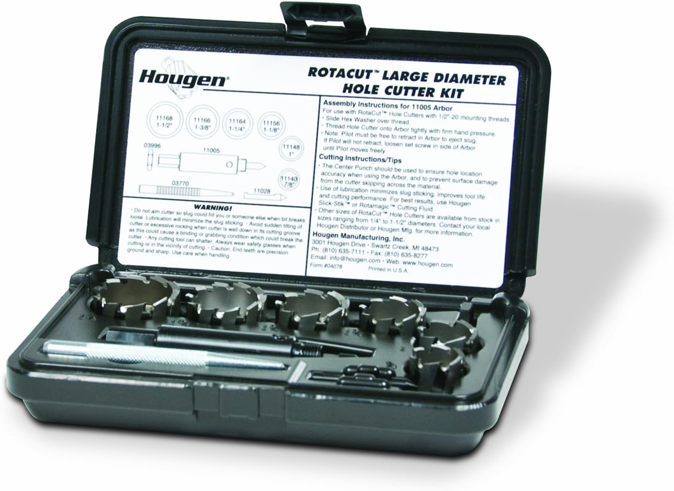 9 Piece Hole Cutter Kit, 7/8 to 1-1/2" Cutter Diameter S6182