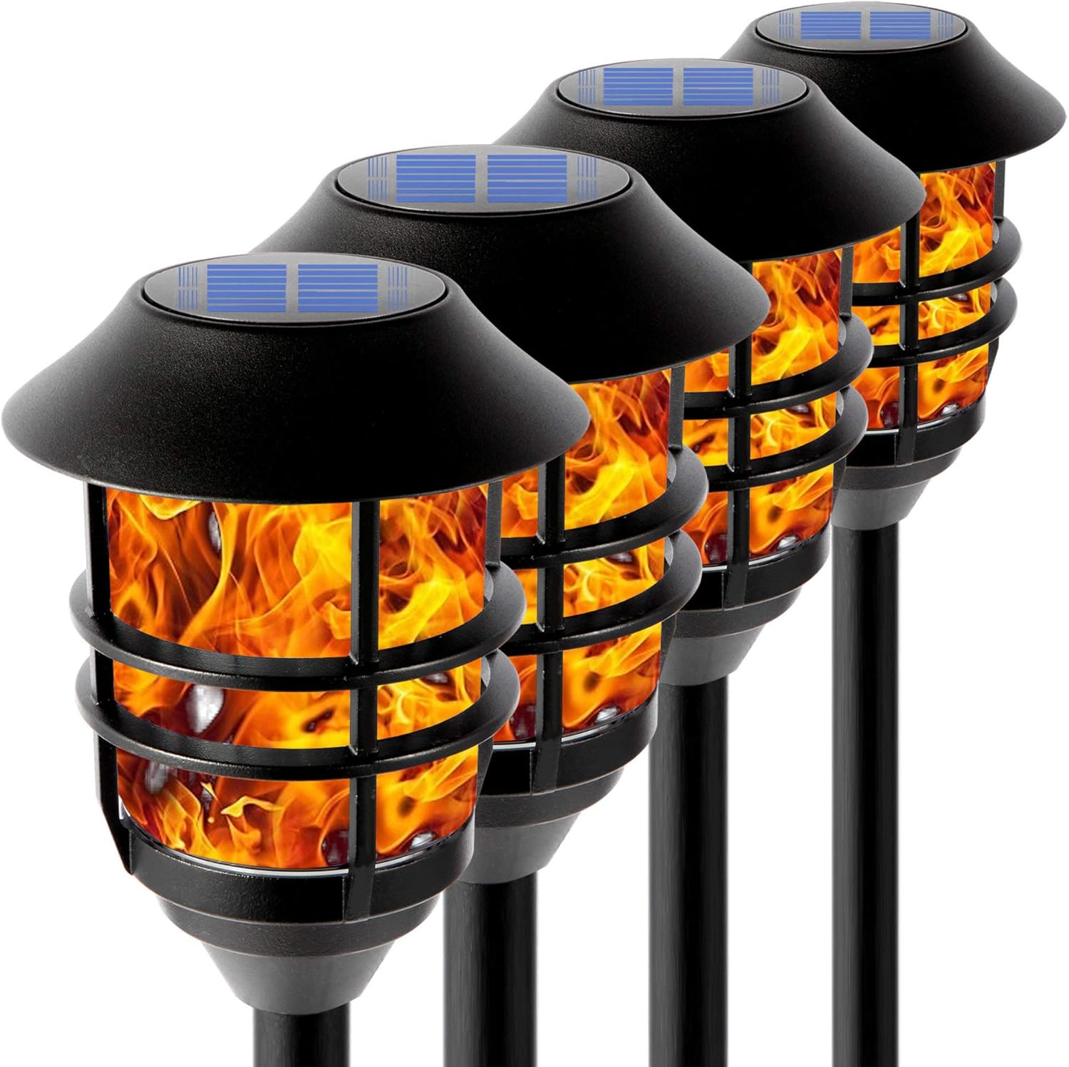 55 Tall Metal LED Solar Torch Lights, 2 Pack G4150