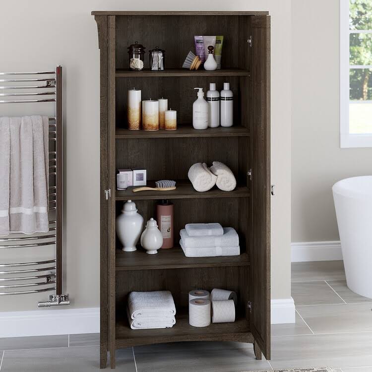 Gray Bathroom Storage Cabinet with Doors C9489