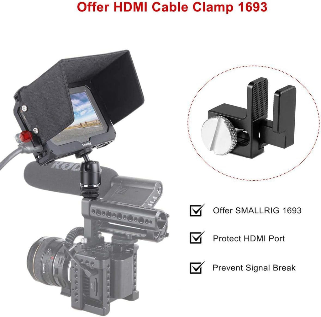 Director Monitor Cage Accessory Kit for 5 inches Monitor with HDMI Clamp, Sunhood, Ballhead and Cold Shoe Adapter W6247