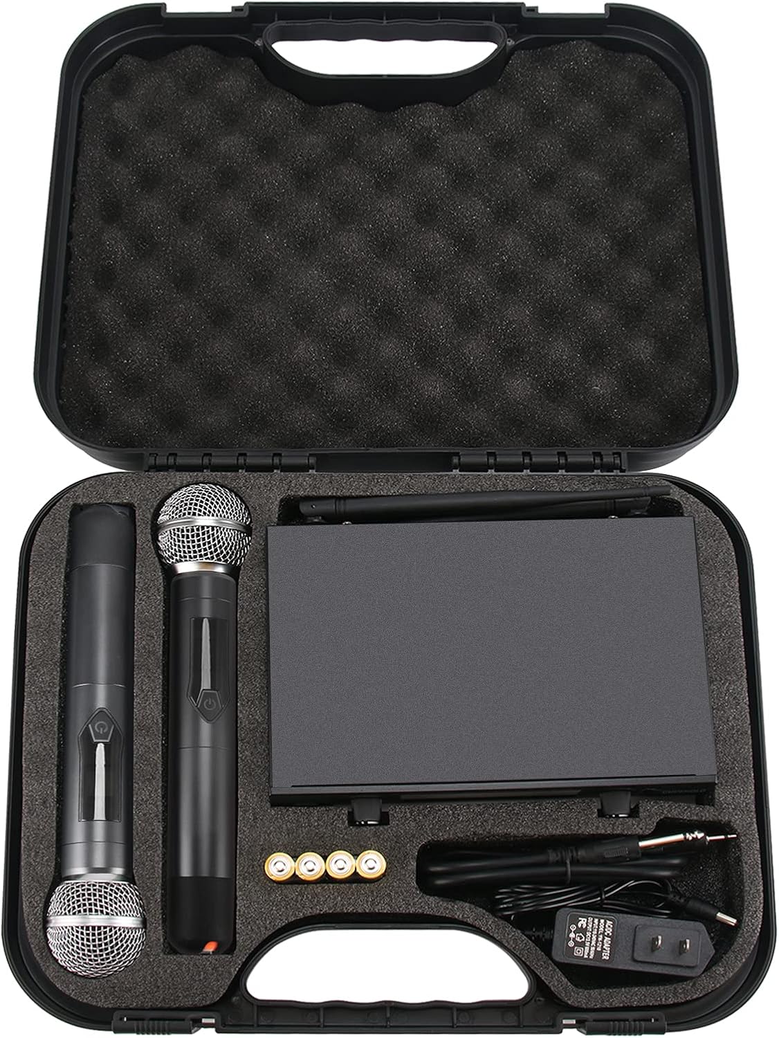 Wireless Microphone System, Metal UHF Dual Handheld 20 Channels Cordless Mic System H340