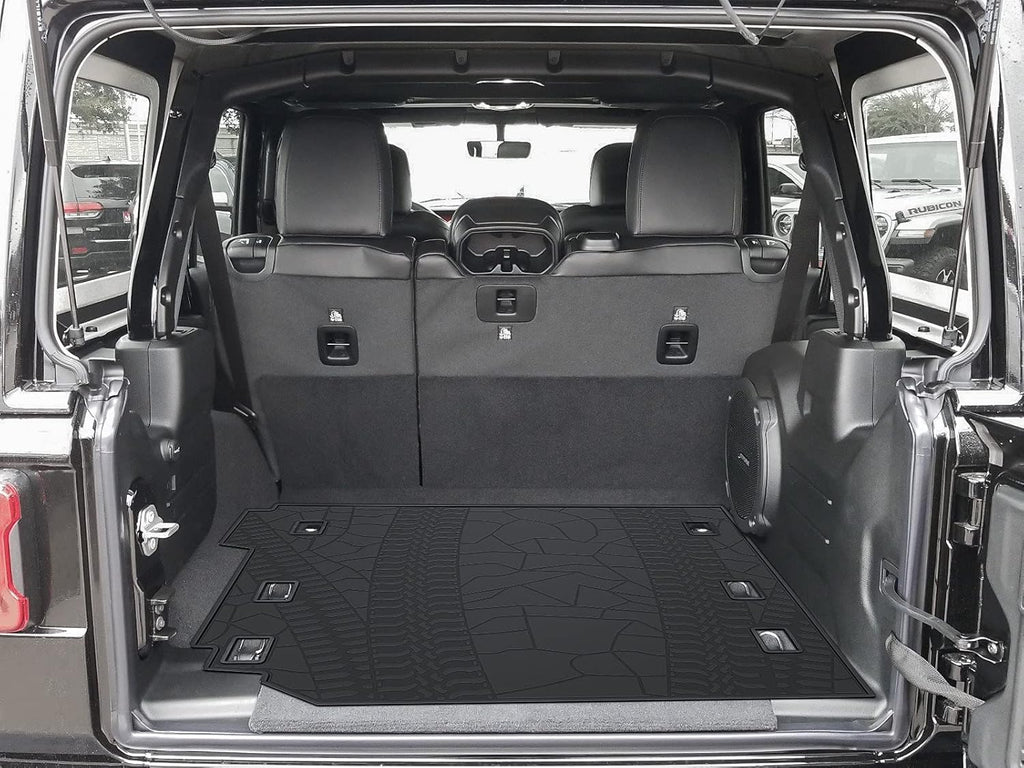 Black Heavy Duty Rubber Trunk Cargo Liner Mat for Jeep Wrangler 4-Door G4474