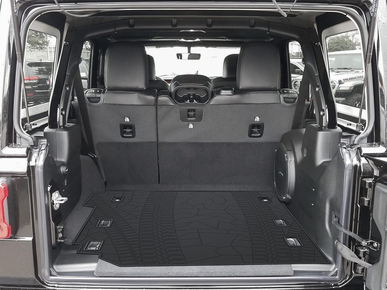 Black Heavy Duty Rubber Trunk Cargo Liner Mat for Jeep Wrangler 4-Door G4474