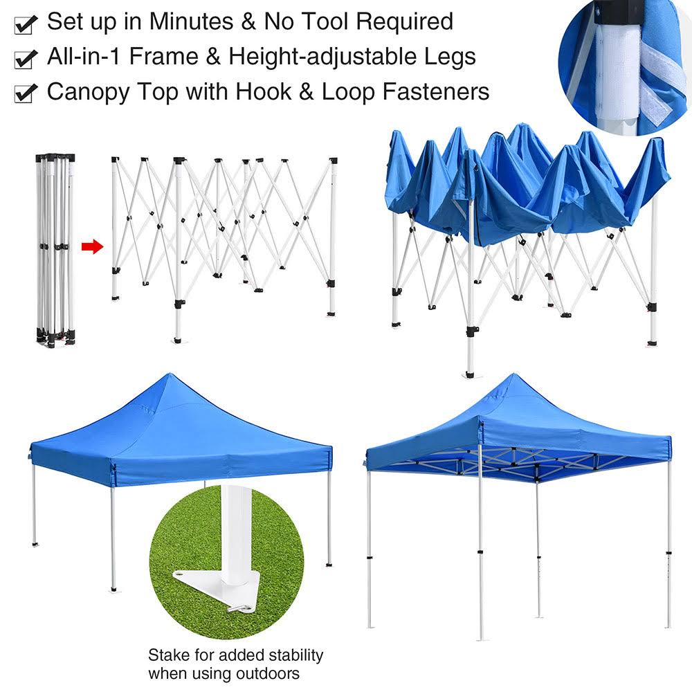 10x10 ft Pop Up Canopy Tent with Roller Bag X606