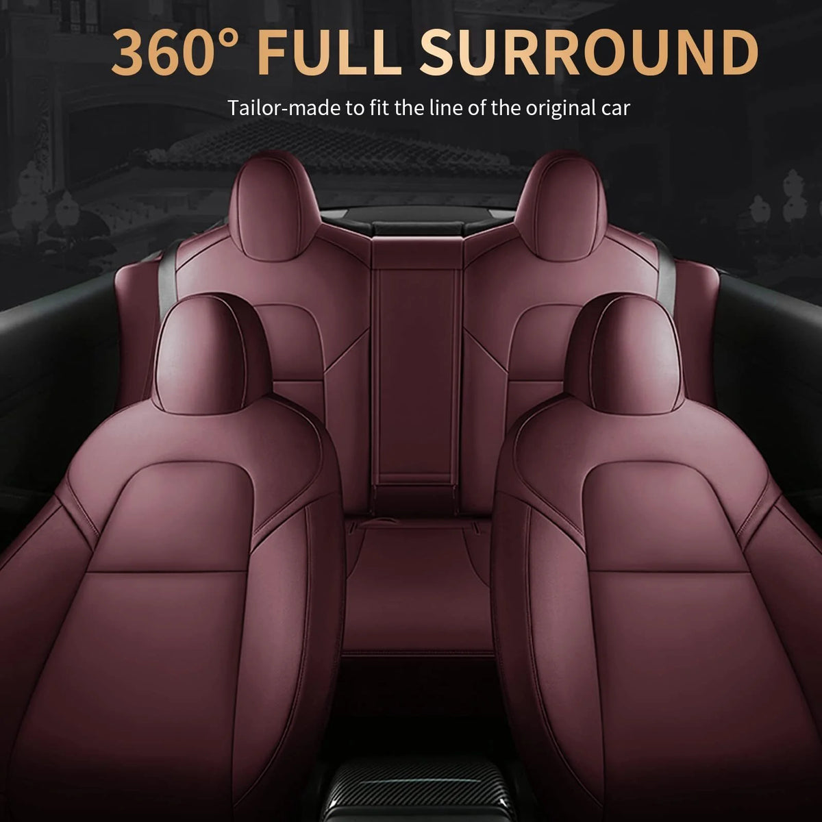 Red Faux Leather Seat Covers Full Set Z656