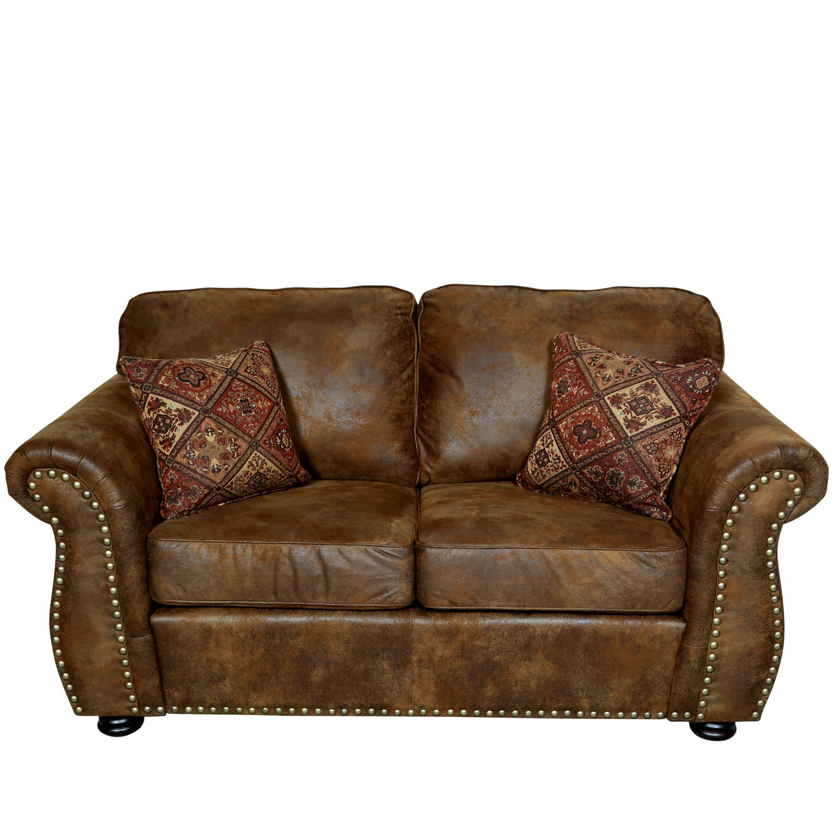 Brown Leather-Look Loveseat U173178