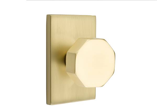 Satin Brass Octagon Knob Privacy Set L428