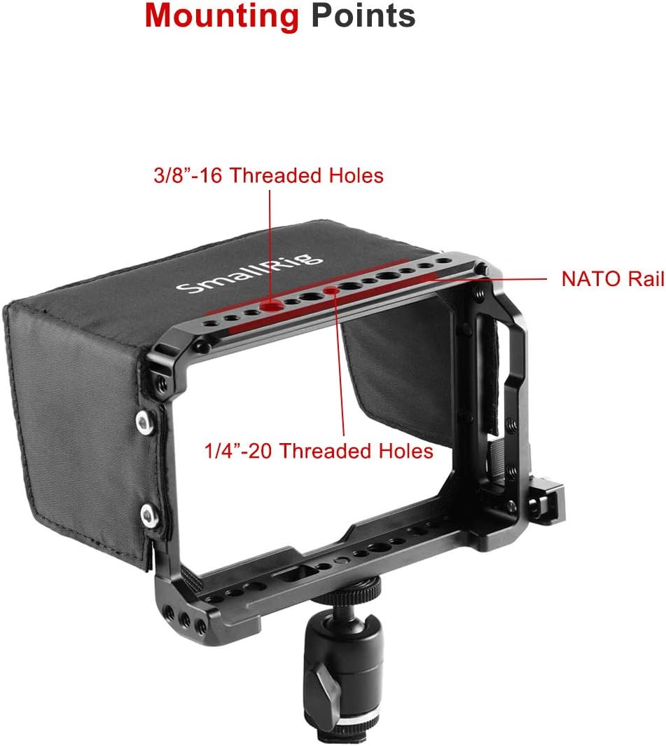Director Monitor Cage Accessory Kit for 5 inches Monitor with HDMI Clamp, Sunhood, Ballhead and Cold Shoe Adapter W6247