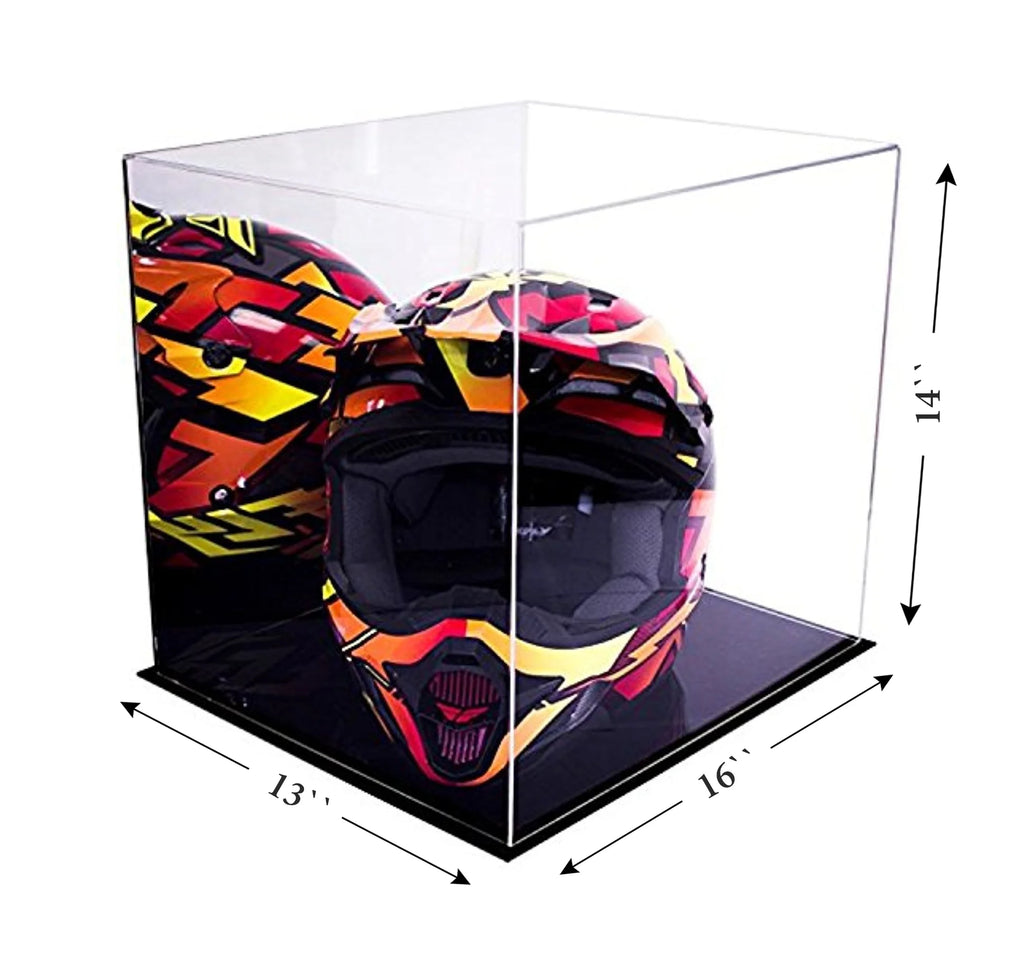 Acrylic Motorcycle Racing Helmet Display Case with Mirror and Black Base K39739