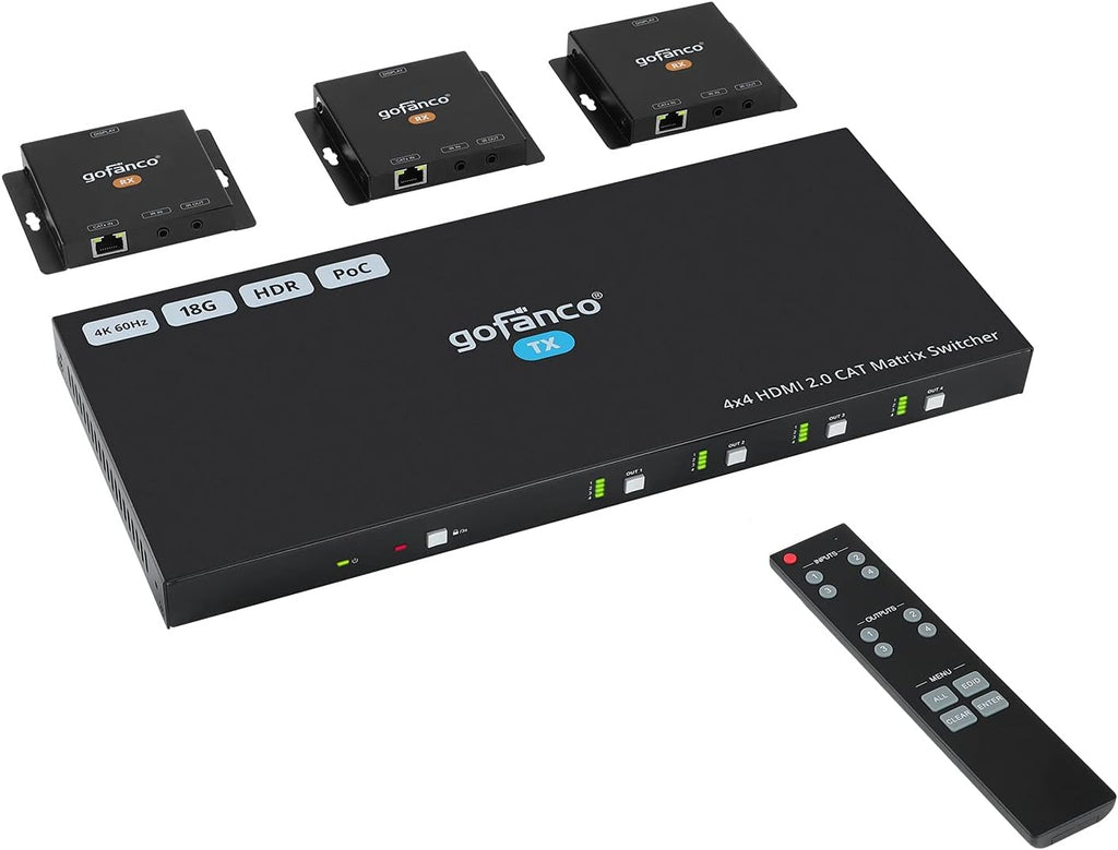 1x4 HDMI 2.0 Extender Splitter 4K 60Hz Over Cat6/Cat7 Ethernet Cable with HDMI Local Loopout P571