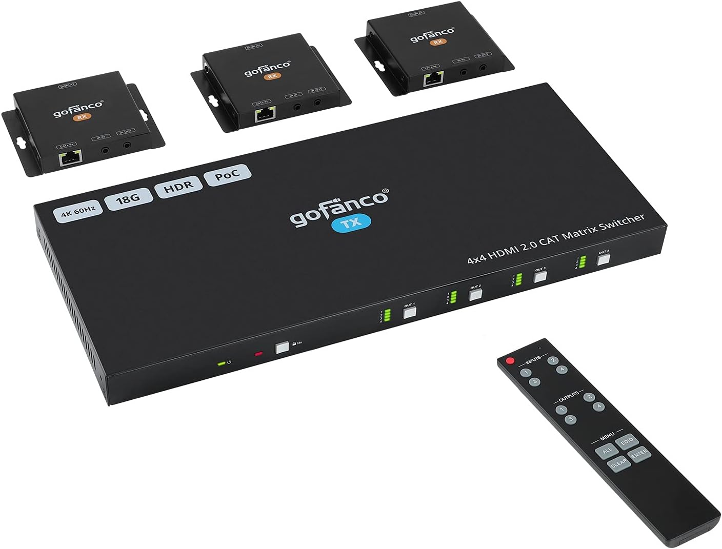 1x4 HDMI 2.0 Extender Splitter 4K 60Hz Over Cat6/Cat7 Ethernet Cable with HDMI Local Loopout P571
