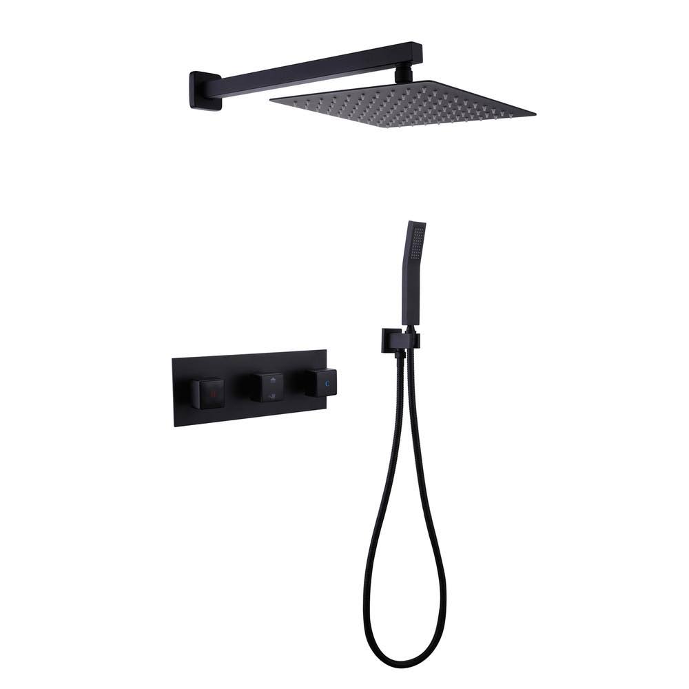 Matte Black 12 in. Wall Mount Dual Shower Heads A81704