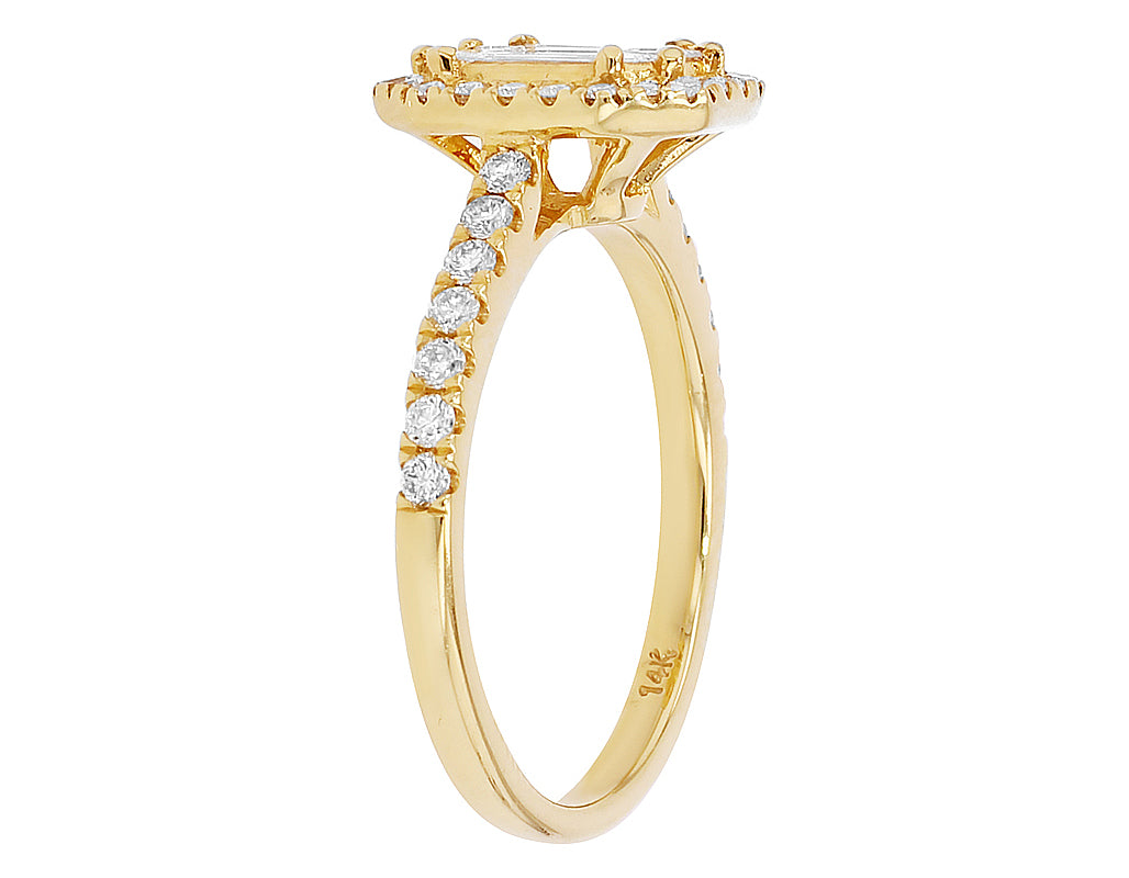 Emerald Diamond 0.75CT Engagement Ring 14K Yellow Gold P205