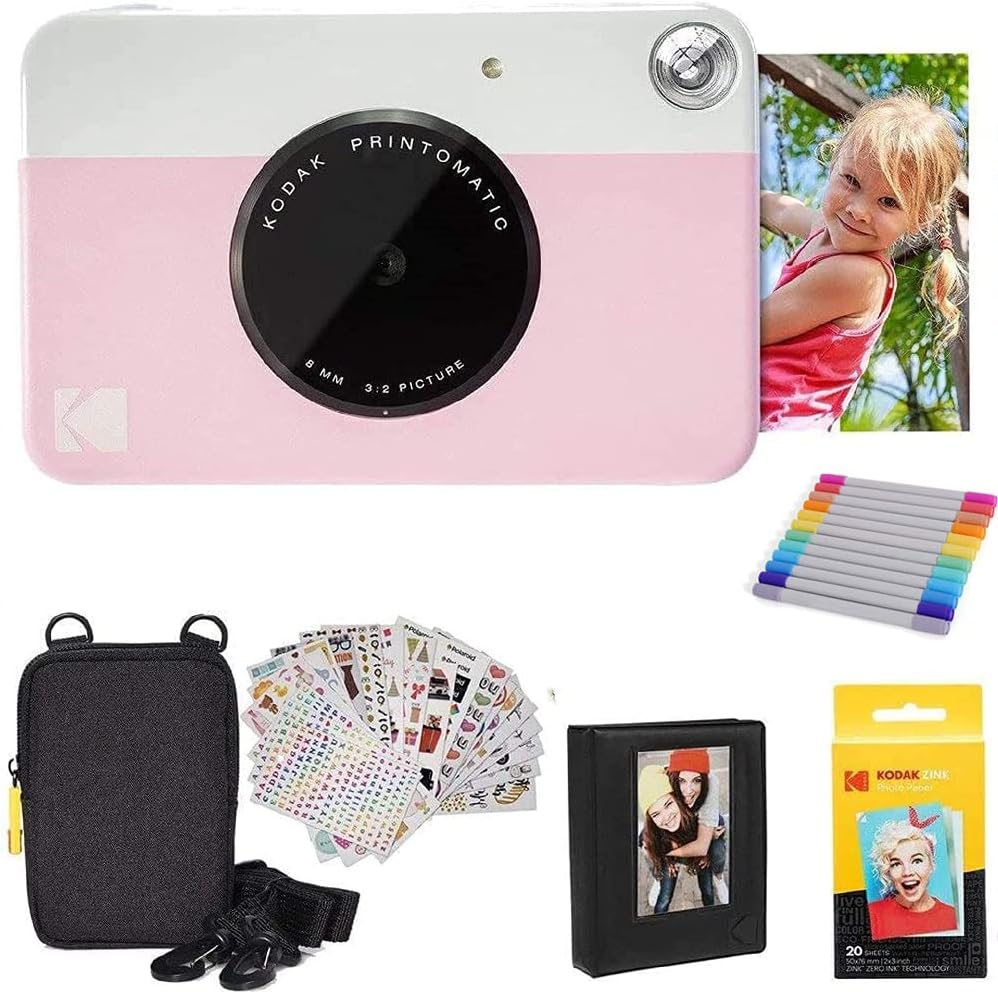 Pink Digital Instant Print Camera with 2ʺx3ʺ Premium Photo Paper 50 Sheets Pack of 2 K65450
