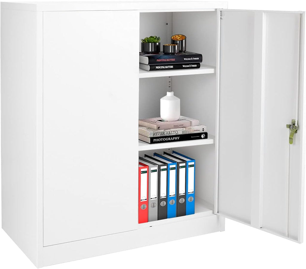Gray Locking Steel Storage Cabinet with Door and Shelves K24656