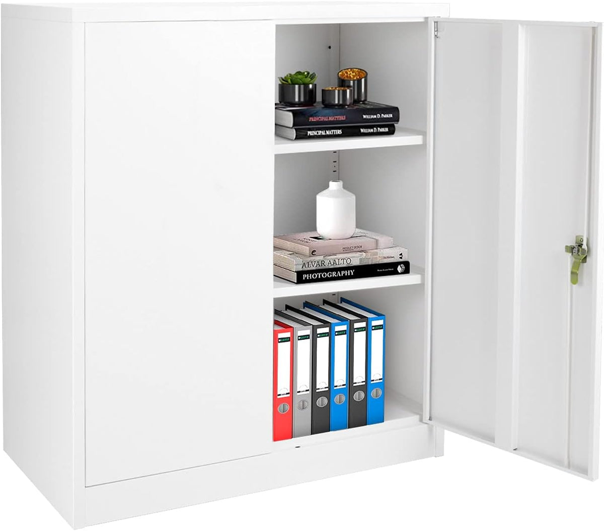 Gray Locking Steel Storage Cabinet with Door and Shelves K24656
