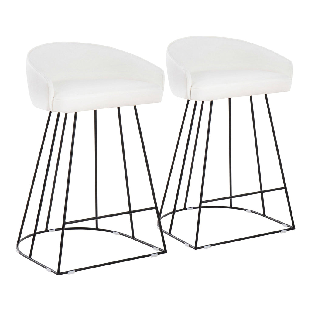 Green Velvet and Silver Steel Counter Height Stool Set of 2 H79497