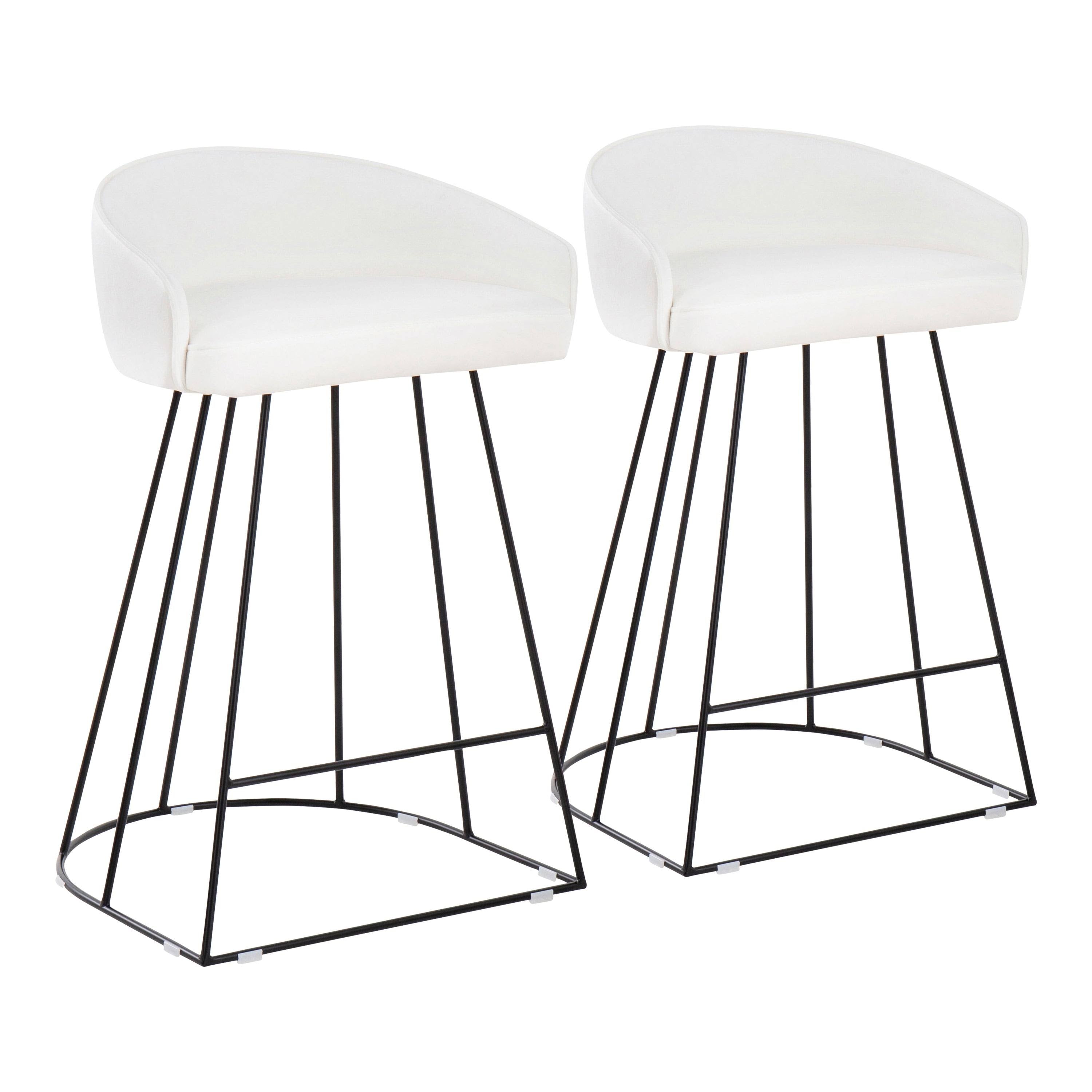 Green Velvet and Silver Steel Counter Height Stool Set of 2 H79497