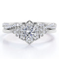 10K White Gold Diamond Twisted Band Wedding Ring Set T10423