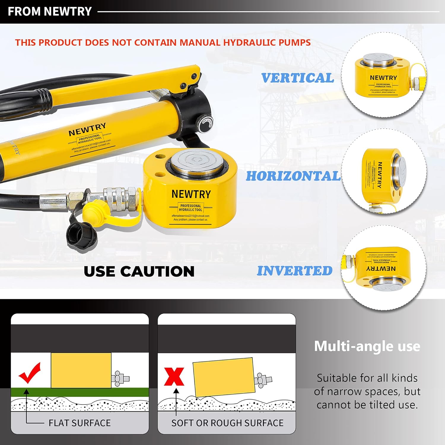 30T Hydraulic Jack Lifting Cylinder, 0.55” Low Profile, Portable Q577325