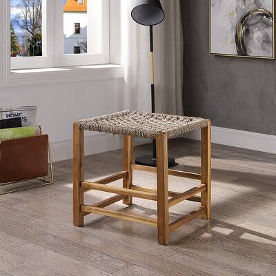 17.75&& Wide Square Footstool Ottoman Sand J46916