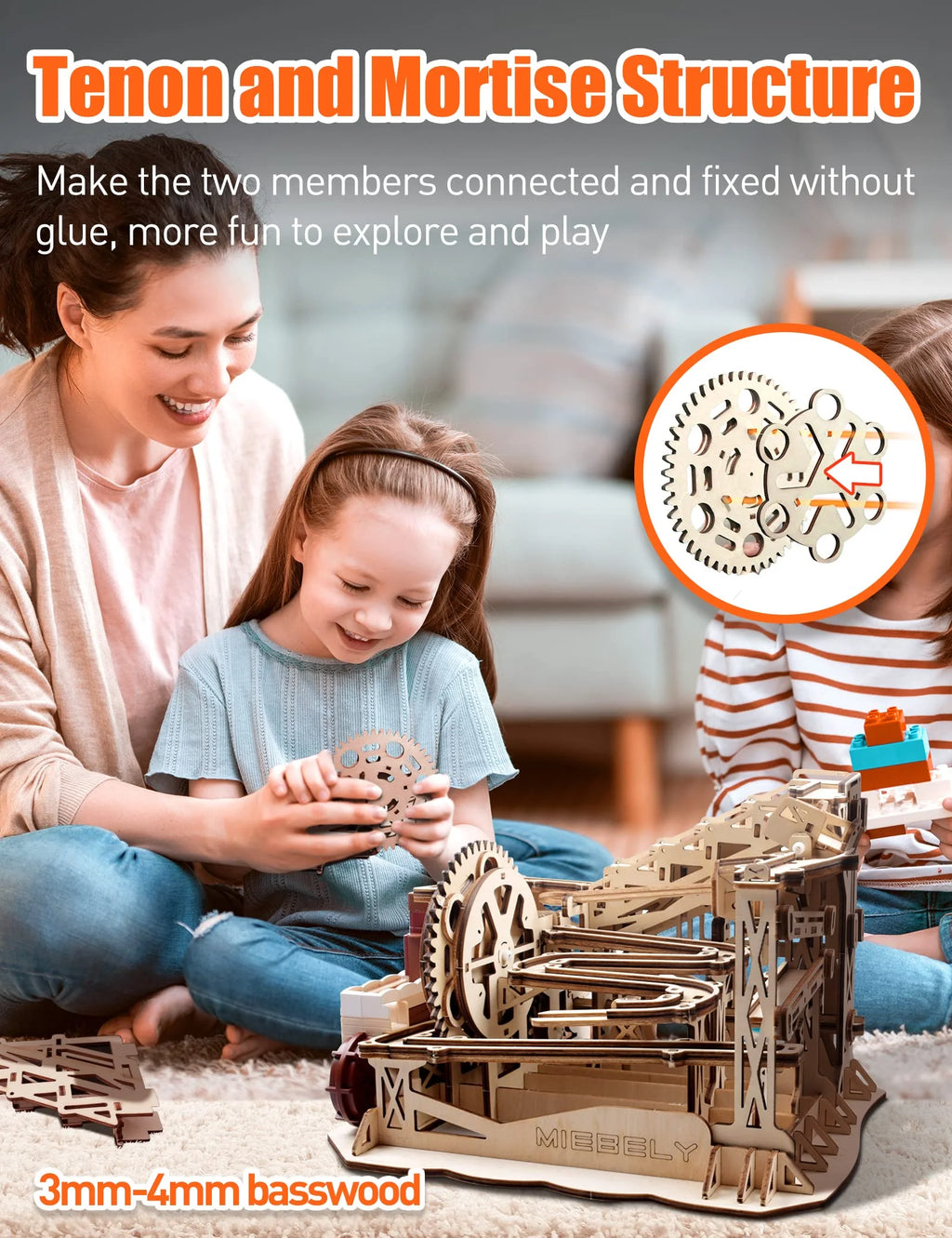 3D Wooden Puzzles Marble Run Model Building Kits with Motor S3253