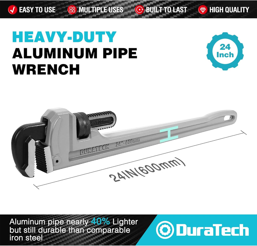 24-inch Heavy Duty Aluminum Straight Pipe Wrench, Adjustable, Drop Forged, Pack of 2 S462404