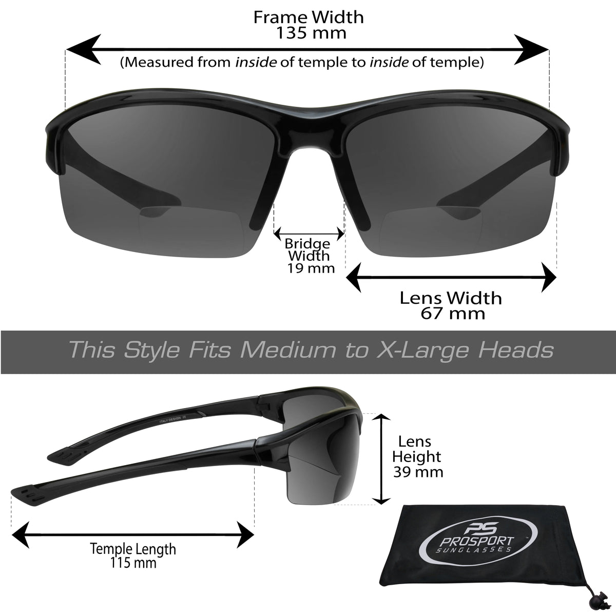 Polarized Bifocal Reading Sunglass Gray Lens D9168