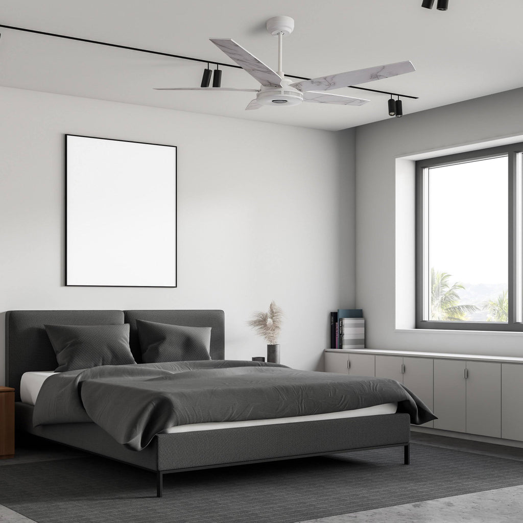 White Smart Ceiling Fan with Dimmable LED Light and Remote K88900
