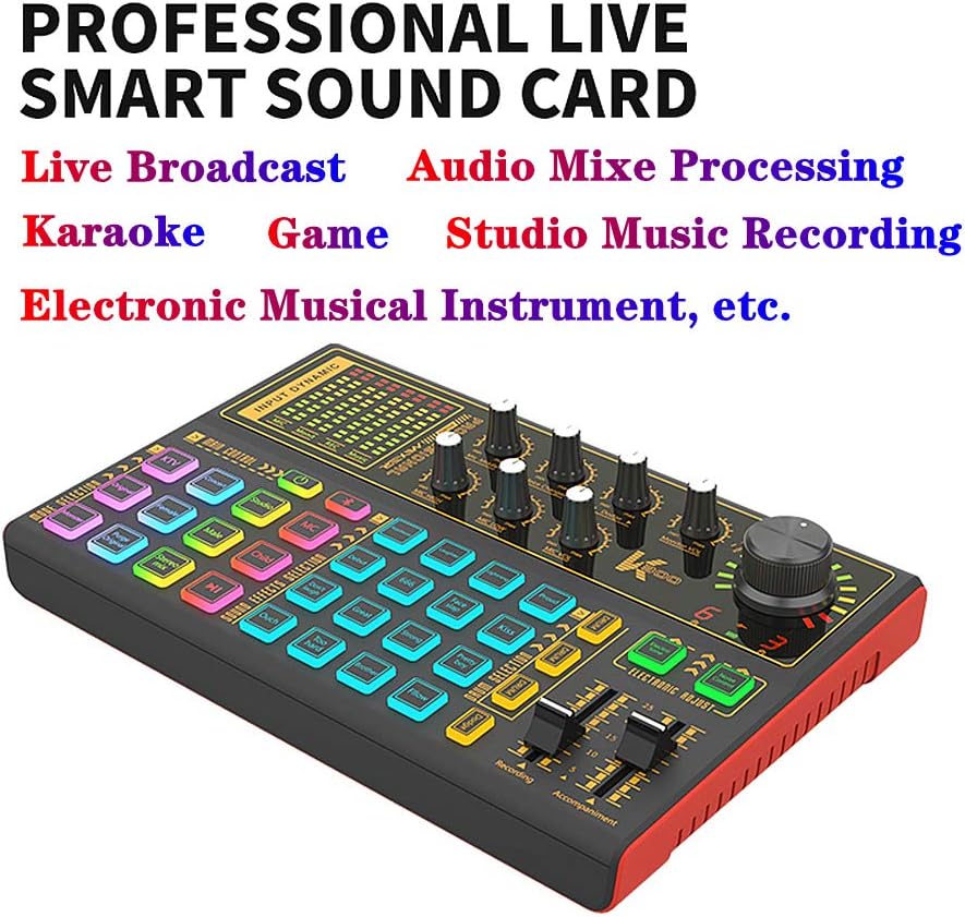 Professional Audio Mixer Sound Card with DJ Mixer Effects, Voice Changer and LED Light, Pack of 2 S285716