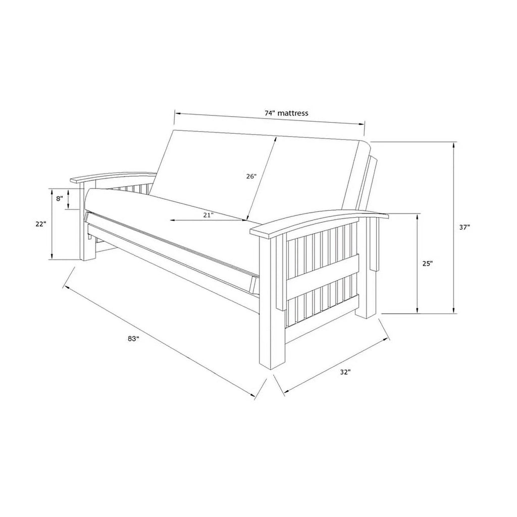 Walnut Futon with Drawers and Suede Blue Mattress Q31071