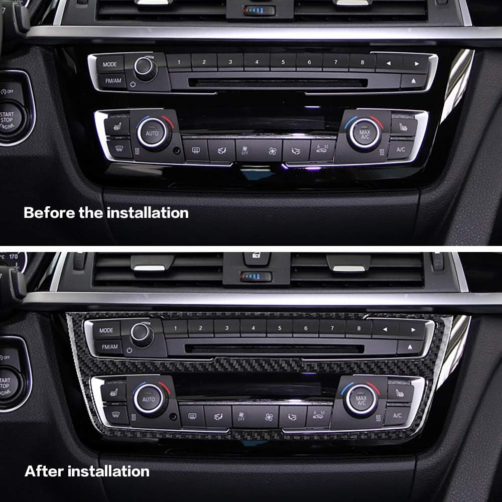 Carbon Fiber Center Console Trim Panel for BMW 3 4 Series GT F30 F32 F34 2013-2017 (Black Pack of 2) M38727