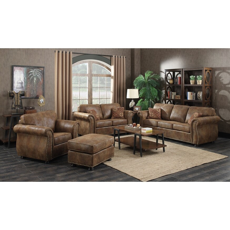 Brown Leather-Look Loveseat U173178