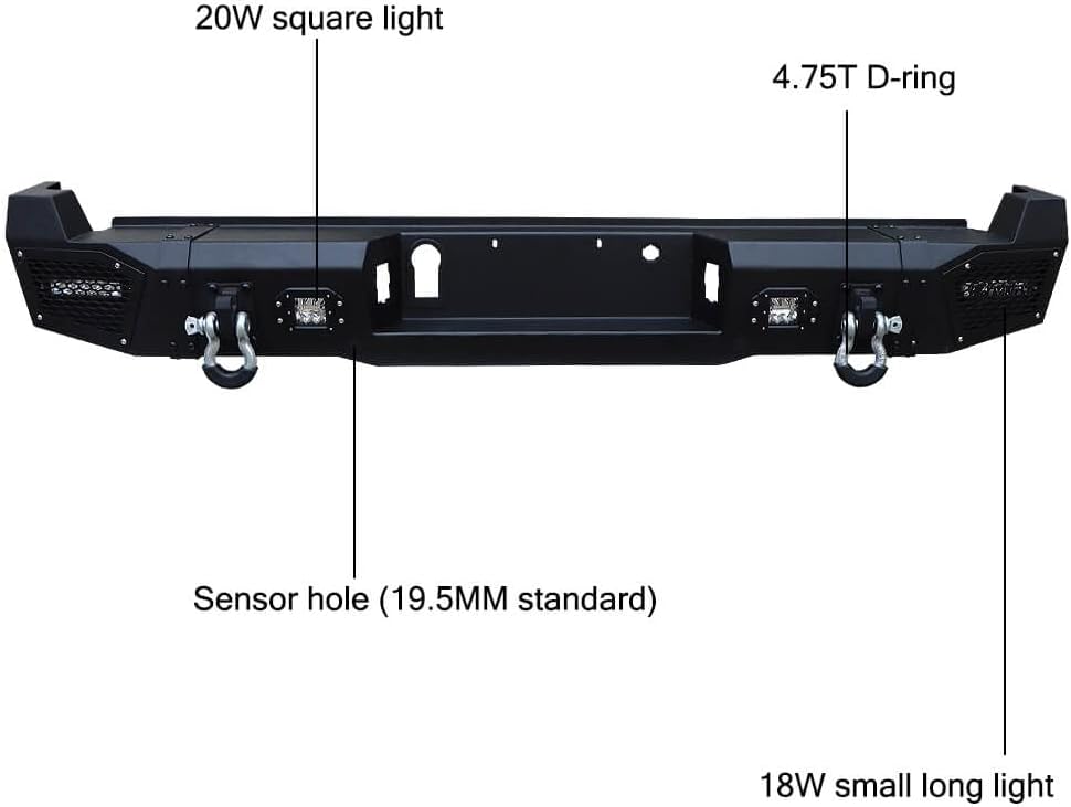 Rear Bumper with LED Lights and Sensor Hole M5339