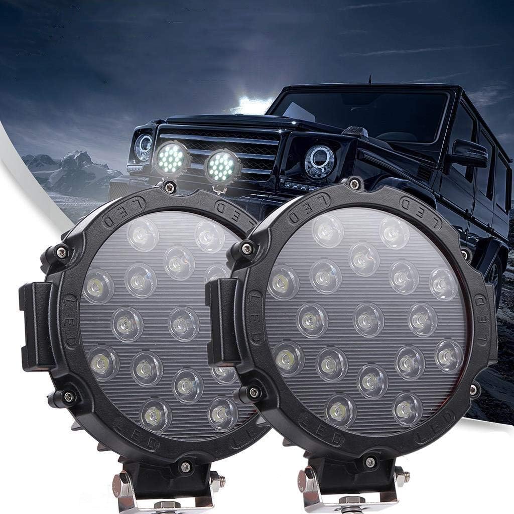 7” 51W Led Tractor Work Lights, 12V Round Off-Road Driving Flood Lights (4 Pcs Red) Pack of 2 N57341