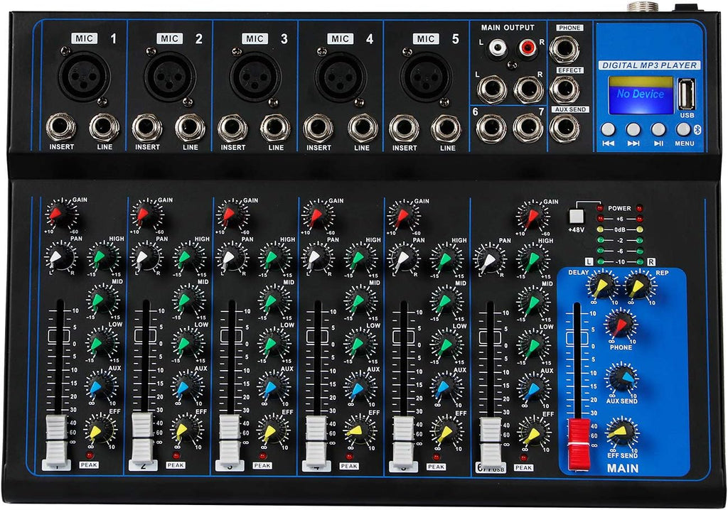Bluetooth Portable Audio Mixer with USB DJ Sound Mixing Console W391978