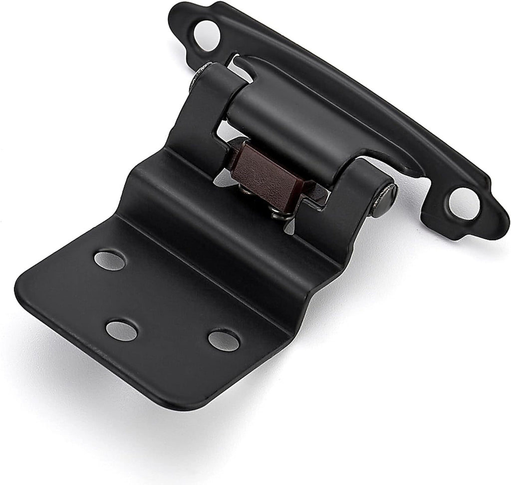 60 Packs (30 Pairs) 3/8 Inset Matte Black Self Closing Cabinet Hinges with Door Bumper H8528