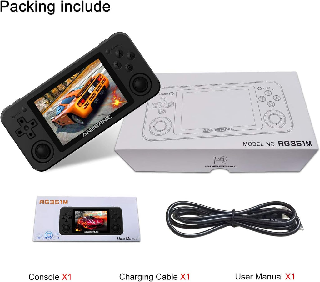 Black Handheld Game Console with 64G TF Card 2500 Classic Games 3.5 inch IPS Screen E953