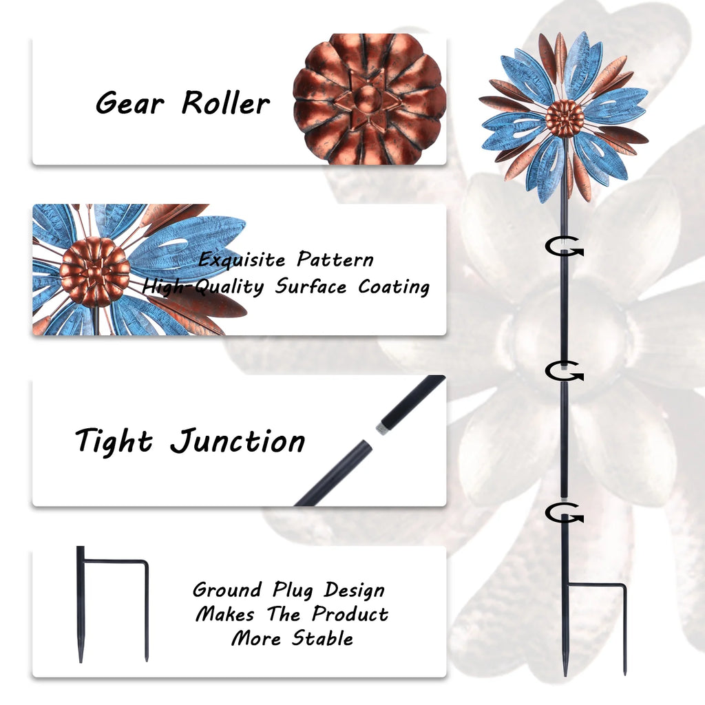 Metal Wind Spinner for Patio Lawn Garden Yard Art Decor Q131