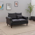 Black Faux Leather 2-Seat Sofa with Wood Leg W881