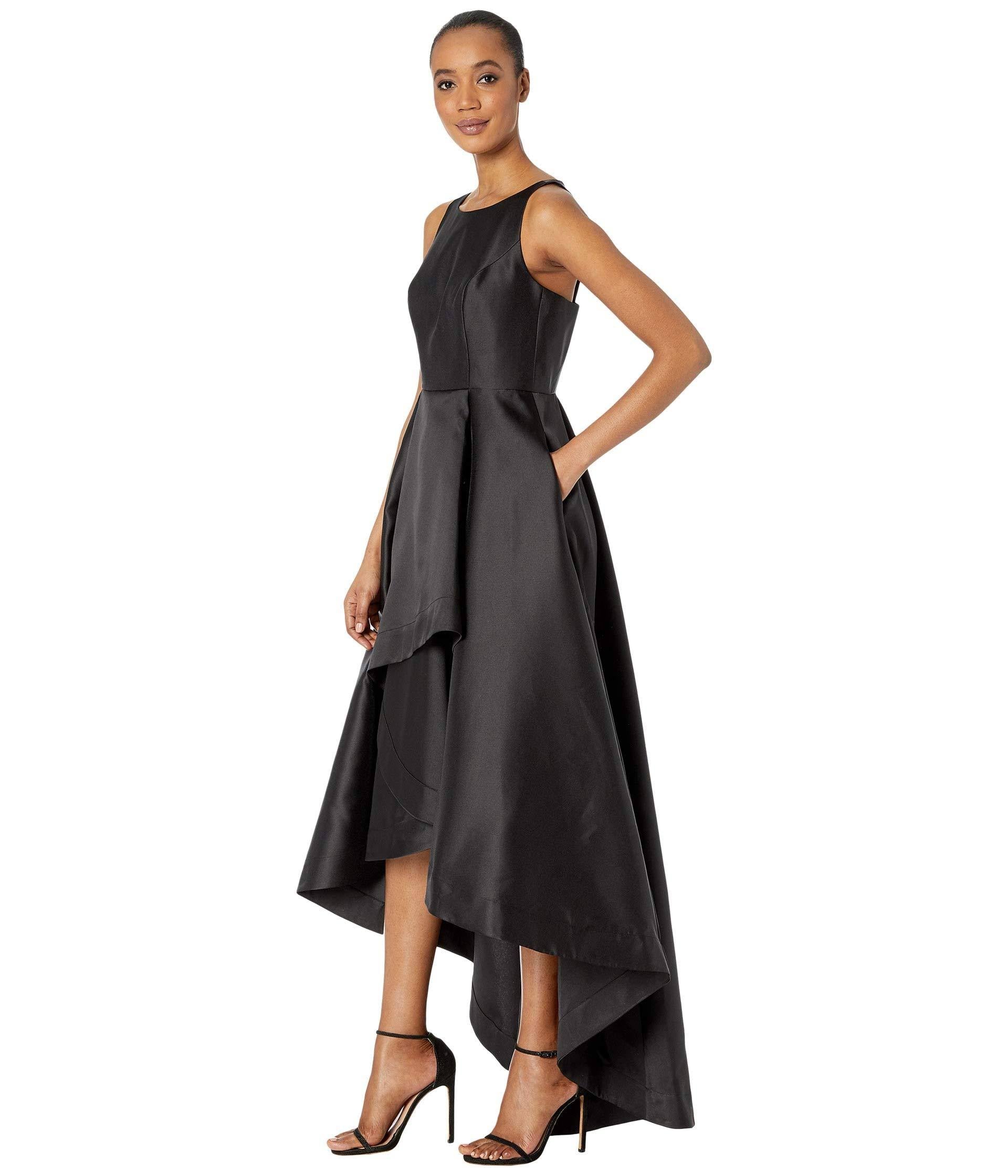 Black Mikado High-Low Gown Z188
