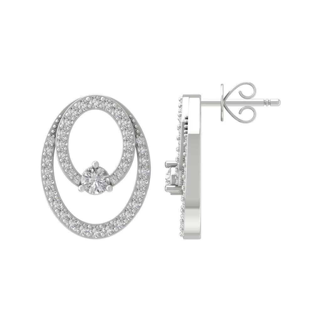 10K White Gold Round Diamond Stud Earrings B535