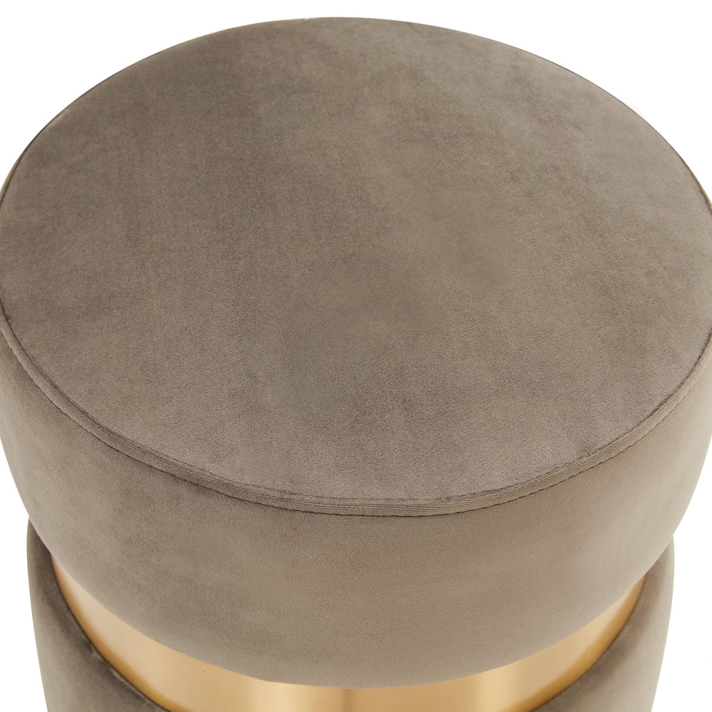 Light Grey Round Velvet Ottoman B860880